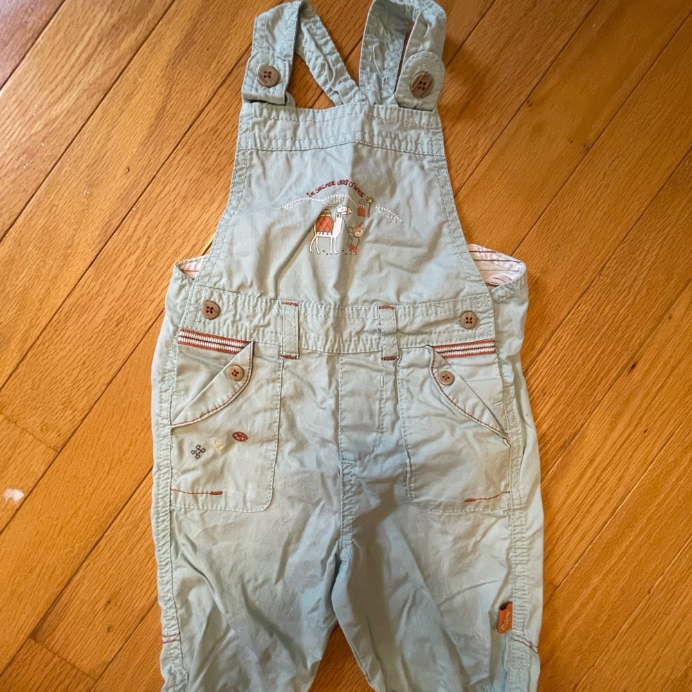 Sargeant Major Green Kids Overalls with Elephant Design